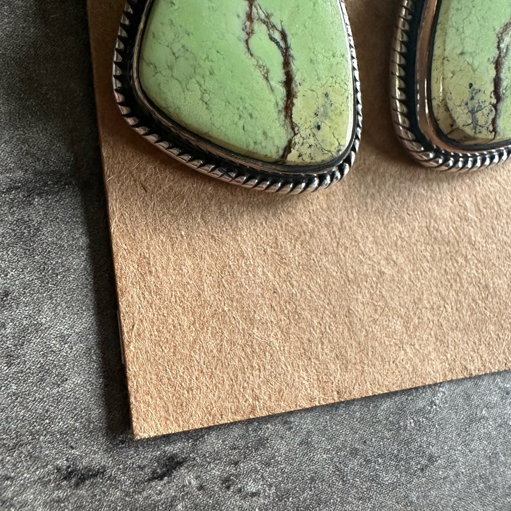 Sterling 925 Silver Lemon Chrysophrase Earrings - Picture 2 of 4
